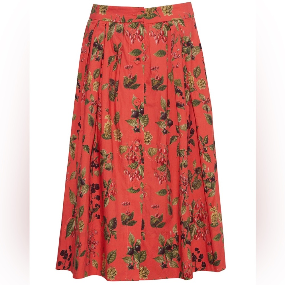 Cara Cara Coral Botanical Marge Midi Skirt | S